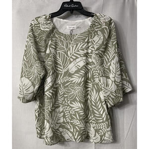 NWT Calvin Klein Womens 3/4 Sleeve Lined Floral Top Blouse Shirt Size‎ Small